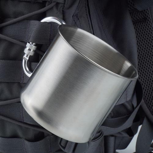 Mil-Tec - cestovní hrnek s karabinou - 500 ml - ocel - 14607900