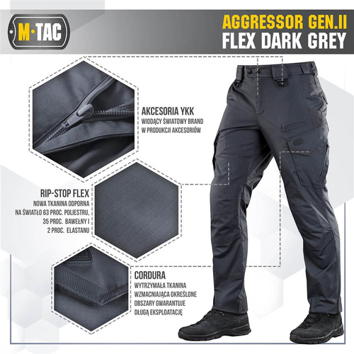 M-Tac - Taktické kalhoty Aggressor Gen.II Flex - Ripstop - tmavě šedé - 20058012