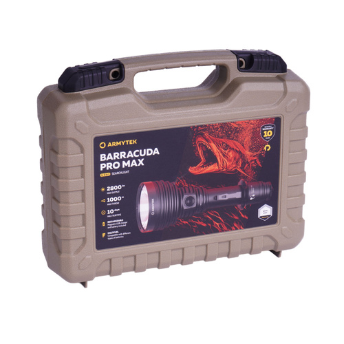 Armytek - Taktická svítilna Barracuda Pro Max - Stroboskop - 2800 lm - Černá - F10501PC