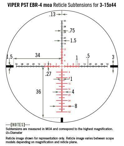 Vortex Optics - Lovecký dalekohled Viper PST II 3-15x44 - Osvětlený zaměřovač EBR 4 - 30 mm - PST-3151