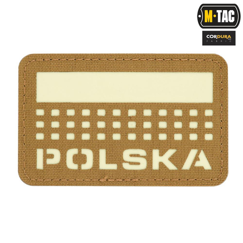 M-Tac - Nášivka s vlajkou a nápisem Polsko - Laserem řezaná - pixely/obdélník - Coyote / Fluo - 51007205