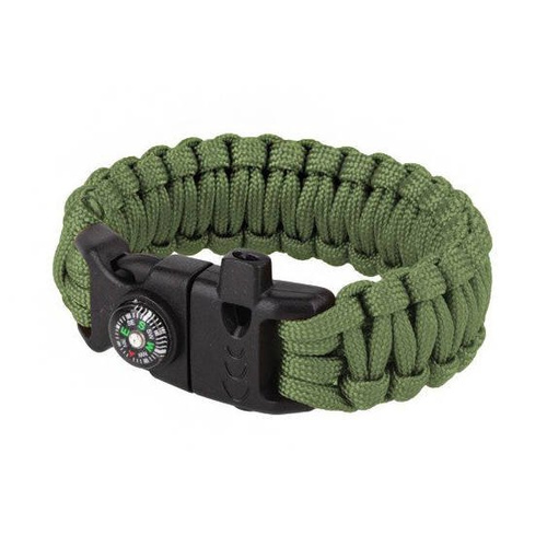 101 Inc. - Náramek pro přežití s křemenem, píšťalkou a kompasem - 8" - OD Green - JYFPB04-ODG