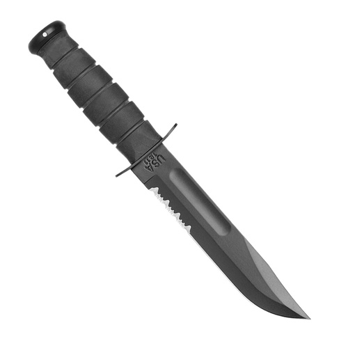 Ka-Bar 1214 - Černý nůž se zoubky - pouzdro GFN