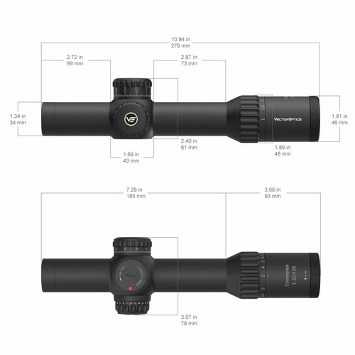 Vector Optics - Puškohled LPVO Continental x10 ED RAR - 1-10x28 - 34 mm - černý - SCFF-48