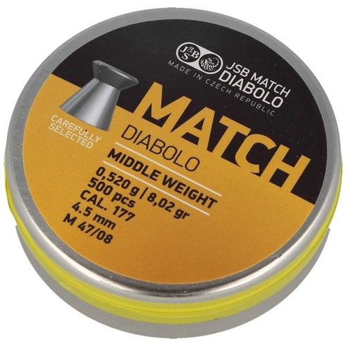 JSB - Žluté diabolo střední váhy pro vzduchovky - 4,52 mm - 500 ks - 000020-500