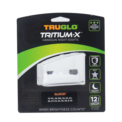 TruGlo - Noční mířidla Tritium-X - Glock 17/19 - nízká - bílý obrys - TG231G1XW