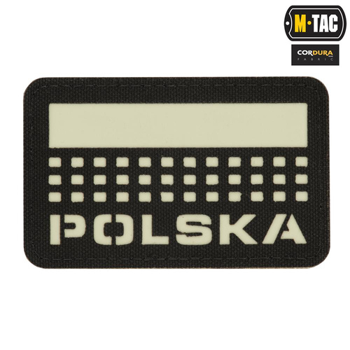 M-Tac - Nášivka s vlajkou a nápisem Polsko - laserem řezaná - pixely/obdélník - černá/bílá - 51007202