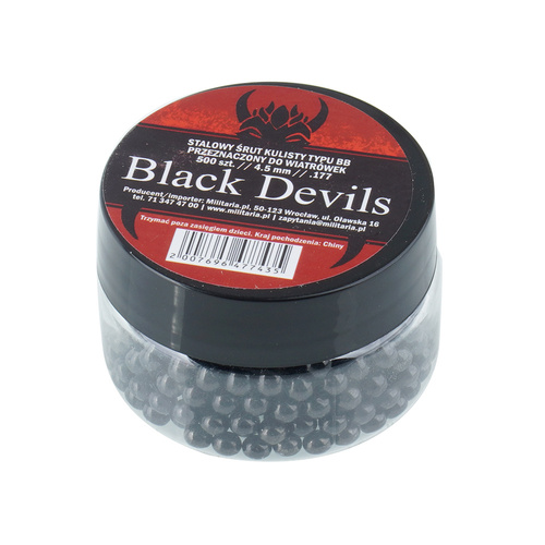 Black Devils - Ocelové kulaté kuličky do vzduchovky - 500 ks - černé - 4,5 mm - 45500ZNBT