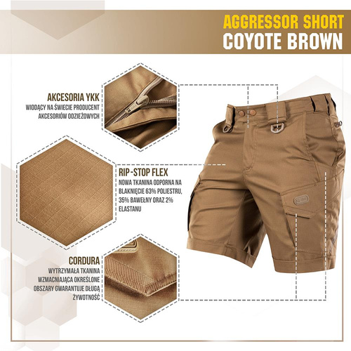 M-Tac - Taktické šortky Aggressor - PoliCotton - Rip-Stop - Coyote Brown - 20018017