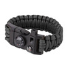 101 Inc. - Paracord náramek pro přežití s kompasem, teploměrem, píšťalkou a podpalovačem - 9" - černý - JYFPB02