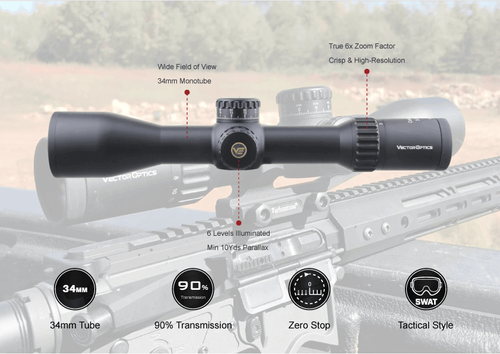Vector Optics - Puškohled Continental x6 3-18 FFP - 50 mm - černý - SCFF-43