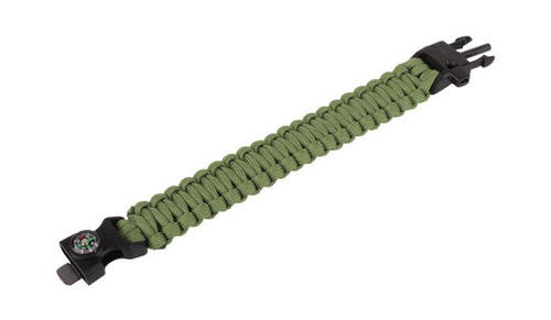 101 Inc. - Náramek pro přežití s křemenem, píšťalkou a kompasem - 8" - OD Green - JYFPB04-ODG