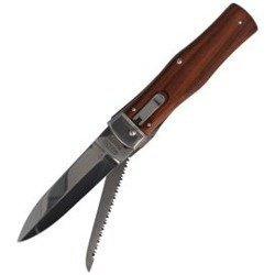Mikov - Automatický pružinový nůž Predator Wood s pilkou - 241-ND-2/KP