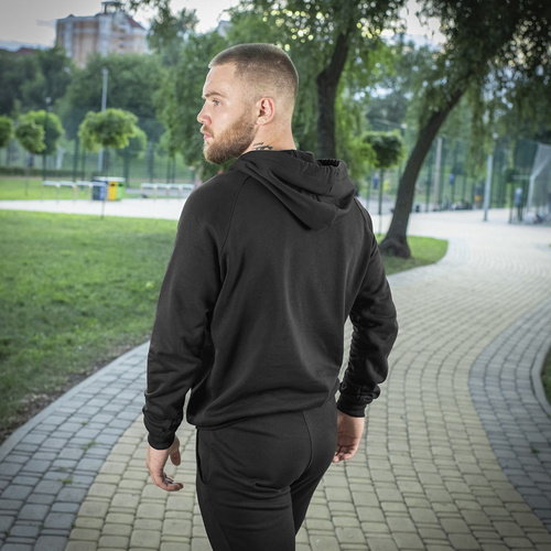 M-Tac - Bavlněná mikina s kapucí Raglan - černá - 20483002