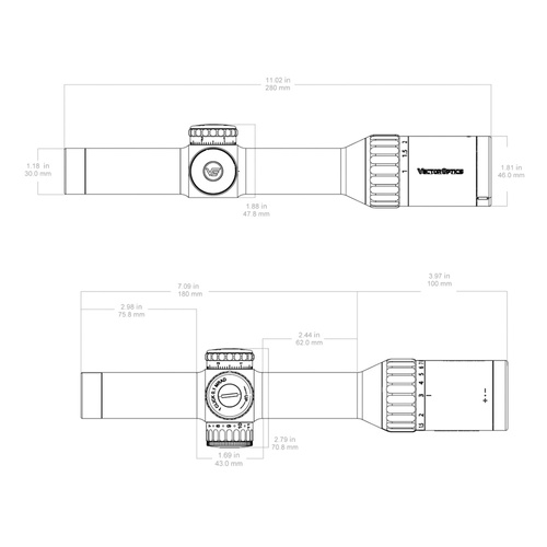 Vector Optics - LPVO Scope Continental 1-10x24i ED Fiber - SFP - G4 Fiber - Černá - SCOC-47