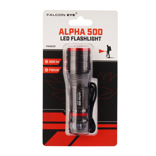 Falcon Eye - Ruční svítilna Alpha 500 - Stroboskop - Zaostřování - 500 lm - Černá - FHH0121
