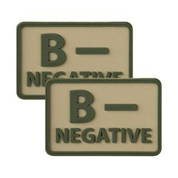 Helikon - PVC náplast - Krevní skupina - B- NEG - Khaki - 2 ks