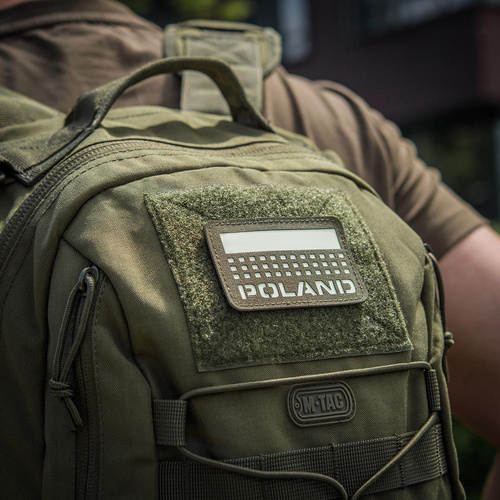 M-Tac - Nášivka s vlajkou a nápisem Polsko - Laserem řezaná - pixely/obdélník - zelená Ranger / fluo - 51007223