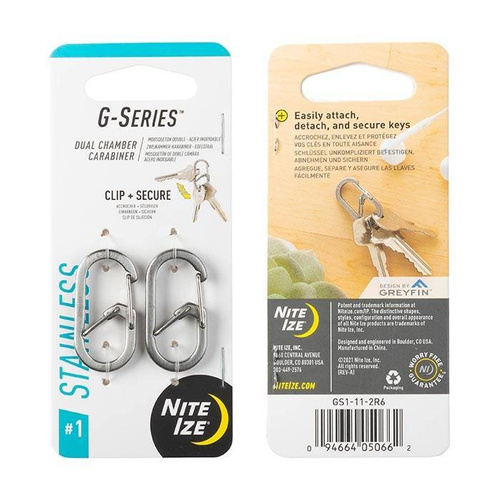 Nite Ize - G-Series™ #1 dvoukomorová karabina - 2 ks - ocel - stříbrná - GS1-11-2R6