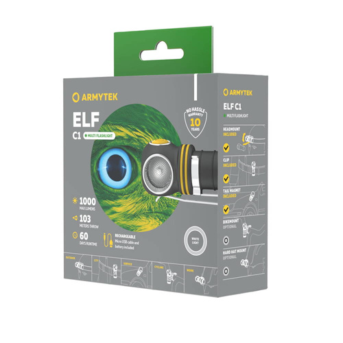 Armytek - Dobíjecí LED svítilna / čelovka Elf C1 - Teplé světlo - 930 lm - F05003W