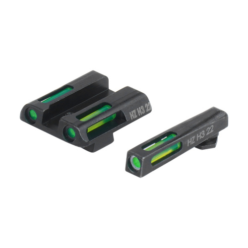 Hiviz - LiteWave H3 Tritium/Litepipe mířidla - Glock 42 / 43 - Zelená - Bílá kontura - GLN321