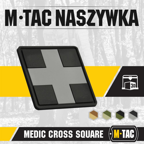 M-Tac - Medic Cross Square 3D PVC nášivka - černá / šedá - 51124211